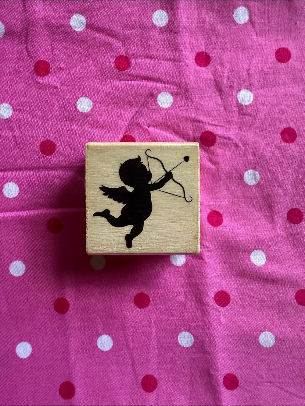 New Cupid Silhouette Arrow Love Valentines Rubber Stamp Wood